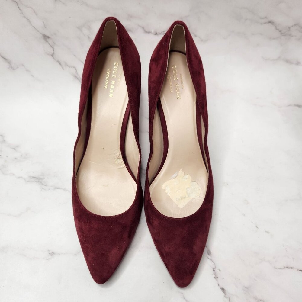 Cole Haan Grand OS Signature Maroon Velvet Stiletto Heels Pumps Women's 10 - Picture 2 of 11